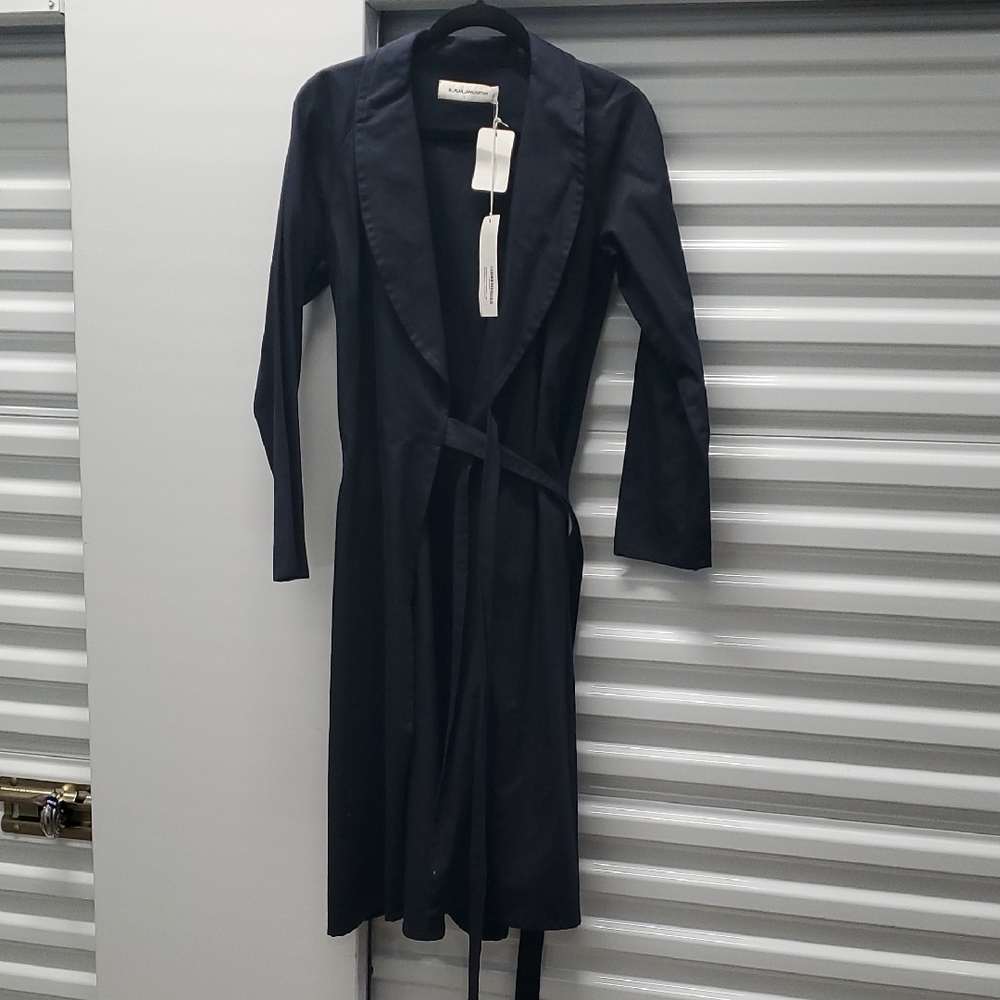Nwt $1345 Navy Blue Long Sleeve Wrap Dress